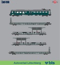 Exact-Train E 25000 - Coffret BLS 5 pièces (1 voiture pilote - 2 wagons rampes entrée et sortie - 2 wagons intermédiaires à demi-couverts - (sans motrice) - BLS - HO 