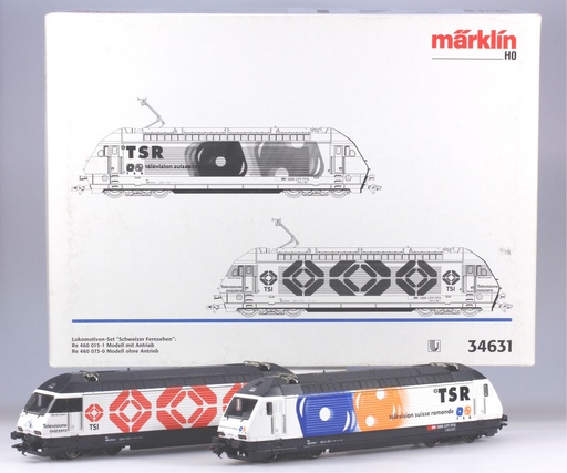 Märklin 34631 - Coffret de 2  locomotives électriques "TSR" - Re 460 015-1 (avec moteur), Re 460 073-0 (sans moteur) - SBB-CFF - HO