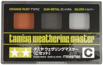 Tamiya 87085 Peinture en poudre pour modélisme - Set C (orange rust, gun metal, silver)