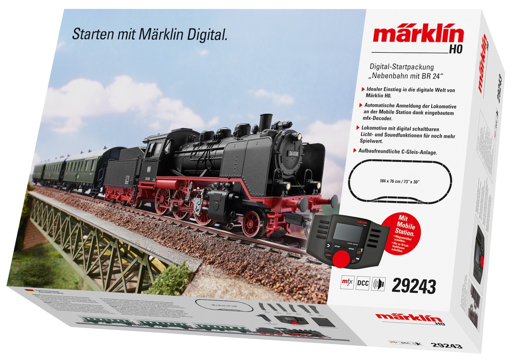 Märklin 29243 Coffret départ digital - Ligne secondaire avec locomotive à vapeur BR 24 - HO