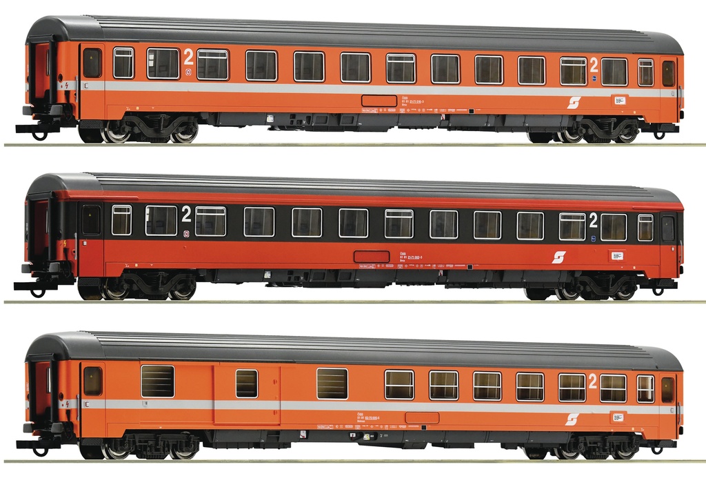 Roco 74043 Set de 3 Wagons Eurofima pour l'Eurocity 60 "Maria Theresia" des ÖBB - HO