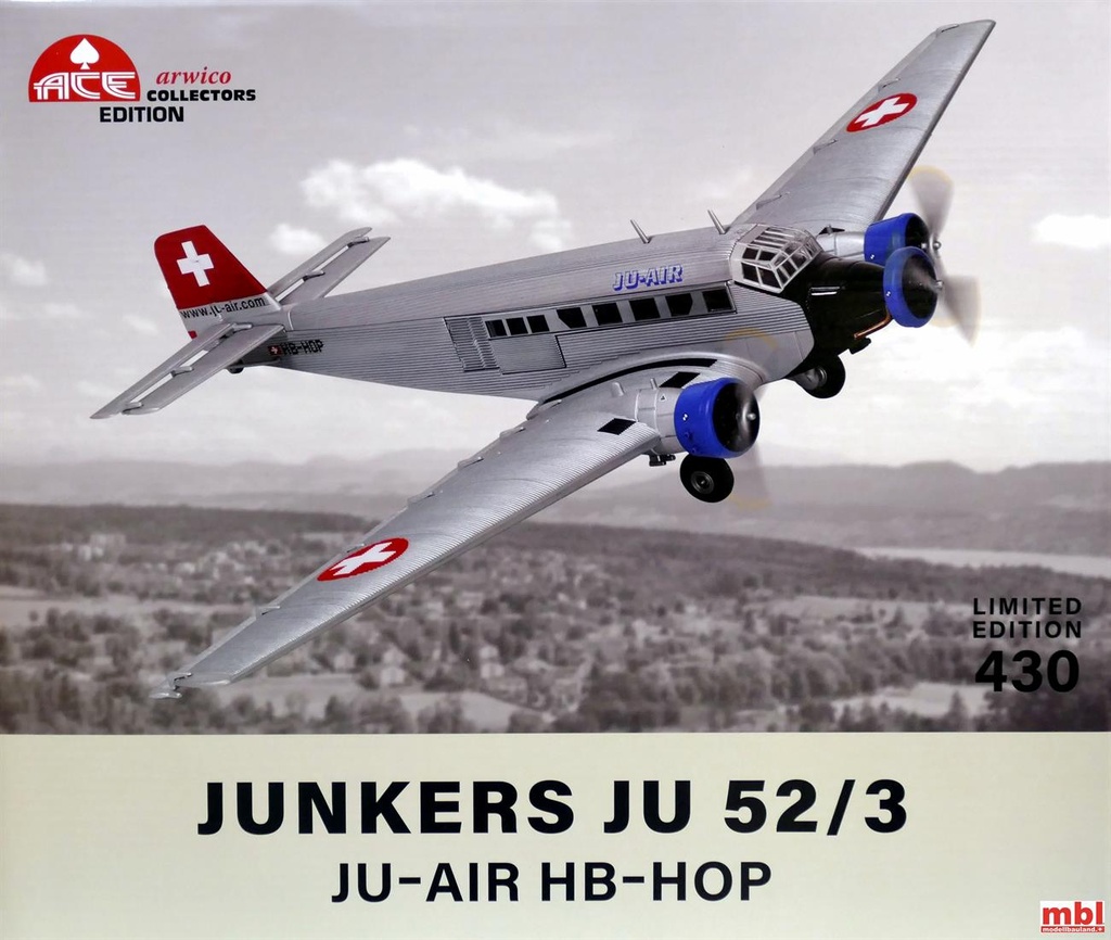 ACE - Junkers JU 52/3 JU-AIR HB-HOP - 1/72 (édition limitée - 317/430)