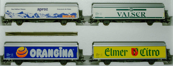 Märklin 4784 - Coffret de 4 wagons "publicitaires" couverts à parois coulissantes - SBB-CFF - HO