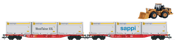 Märklin 47074 - Coffret avec 2 wagons porte-conteneurs "Sappi" avec tracks - HO