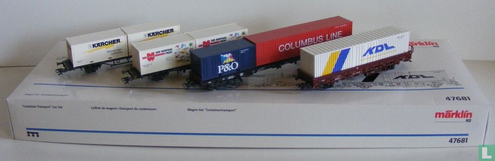 Märklin 47681 - Coffret avec 4 wagons transport de conteneurs "publicitaires" - HO