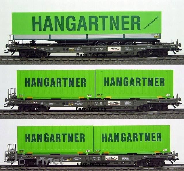 Märklin 47453 - coffret de 3 Wagons à poche fixe chargés d'une remorque et de superstructures amovibles "Hangartner"- SBB-CFF - HO