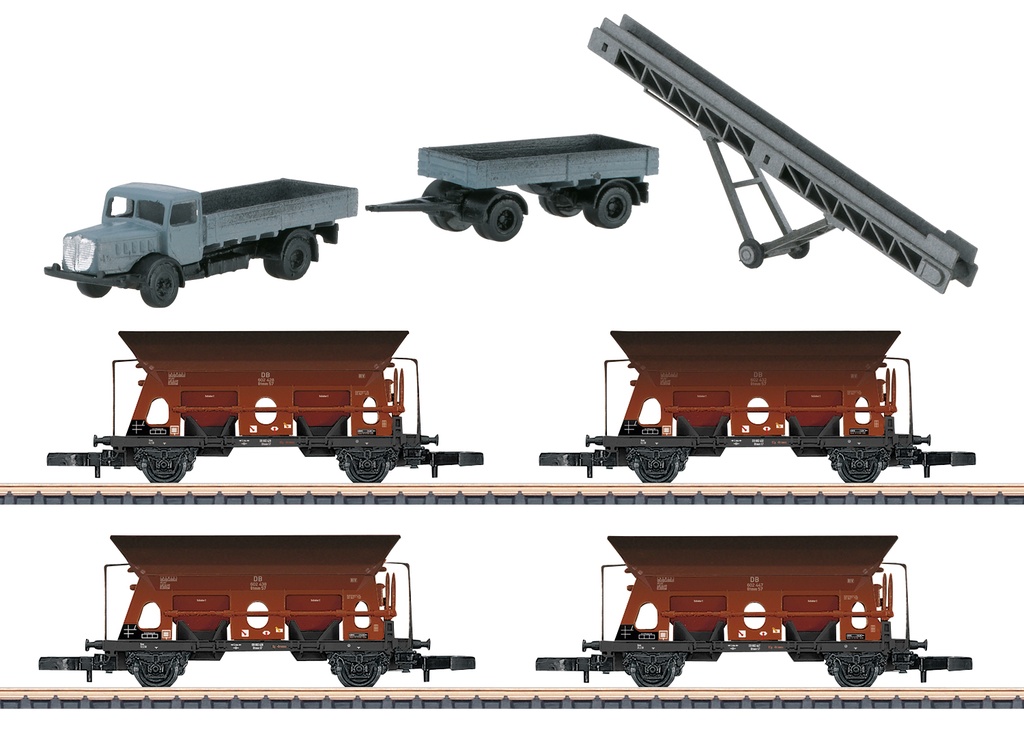 Mini-Club 82379 - Set de 4 wagons "Coffret complémentaire pour le transport du charbon" avec camion - DB- "Z"