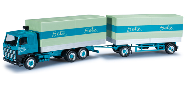 Herpa 912136 - Scania 143, camion-remorque bâché "Setz" (CH)- 1/87