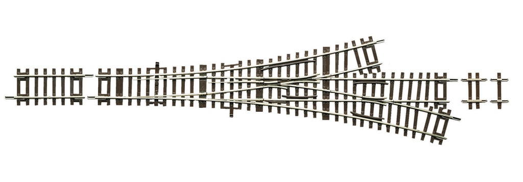 Roco 42454 - Aiguillage asymétrique à trois voies DWW15 sans entraînement - 287,5 mm (= G1 + G¼) - 15° chacun - 873,5 mm chacun - 10,8°