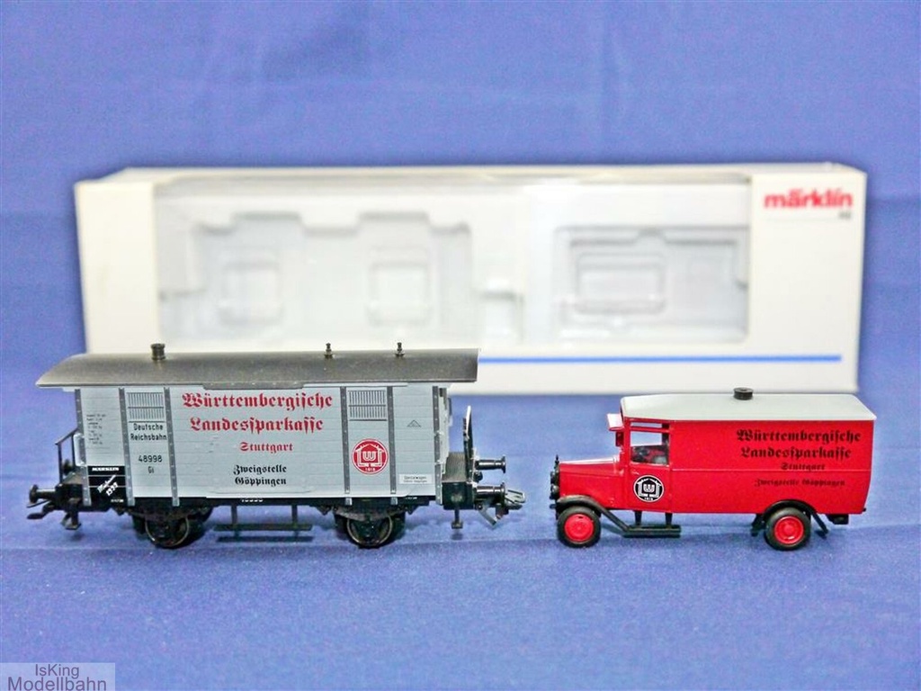 Märklin 48099 - Wagon marchandises "Württembergische Landessparkasse Stuttgart" avec camion - DB - HO