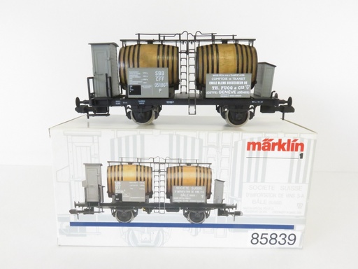 Märklin 85839 - Wagon de transport de vin (2 tonneaux) - CFF - Echelle I