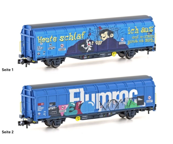 Hobbytrain 24662 - Wagons marchandises couverts "Gaston Lagaffe" - "N"