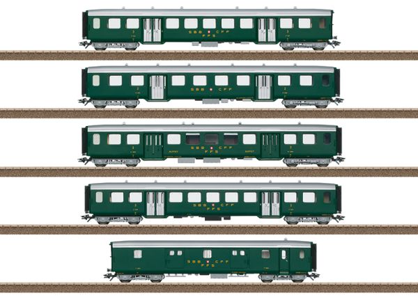 Trix 23134 Coffret 5 wagons voyageurs en acier léger pour l'Ae 3/6 I - HO 