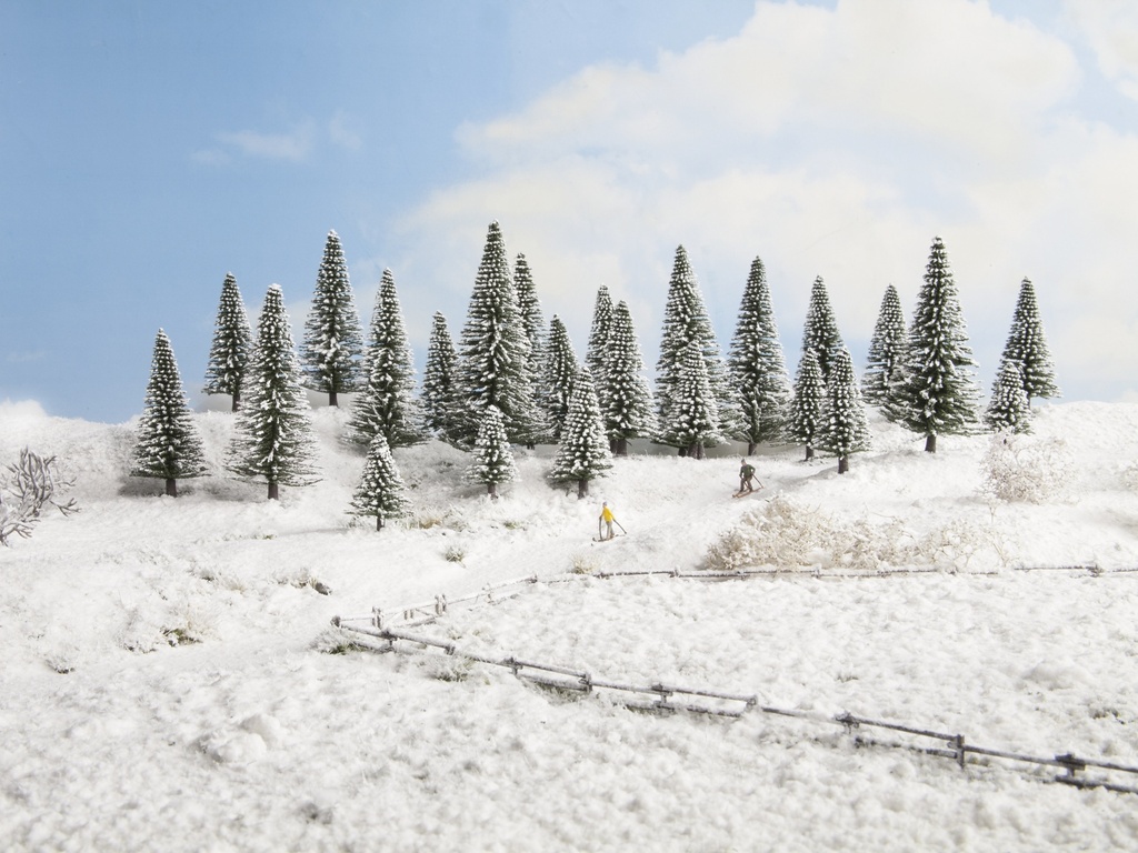 Noch 26828 - Sapins de neige 5 à 14 cm haut - 25 pièces - HO-TT 