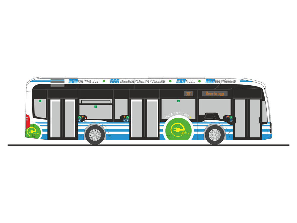 Rietze 75546 - RTB Rheintal Bus (CH) - MB eCitaro-  1/87 