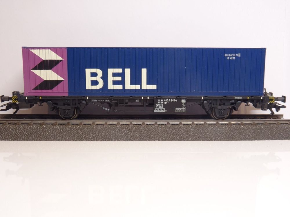 Märklin 4851 - Wagon plat porte-conteneur "Bell" - DB - HO 