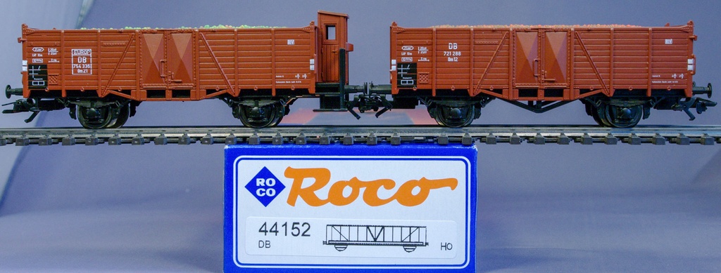 Roco 44152 - Set de wagons Marchandises ouverts avec cabine de freinage (2 pièces) - DB - HO  