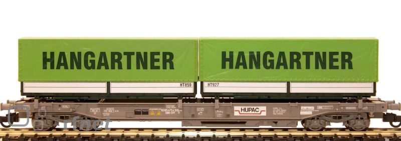 Roco 46369 - Wagon kangourou avec Conteneurs "HANGARTNER AG" - HUPAC - SBB-CFF - HO 