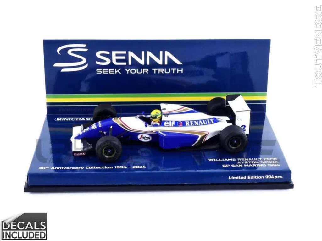 Minichamps - Williams Renault FW16 - # 2 - Ayrton Senna - San Marino GP 1994 - 1/43 - 30th Anniversary Collection 1994 - 2024 - Limited Edition 994 pcs.  (Decals included)