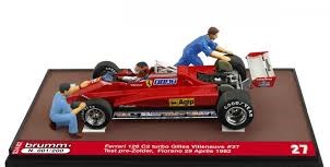 Brumm - Ferrari 126 C2 - Test à Fiorano Pre-Zolder - 1982 - Gilles Villeneuve #27 (avec pilote et mécaniciens) - 1/43 - Edition limitée N° xxx/200