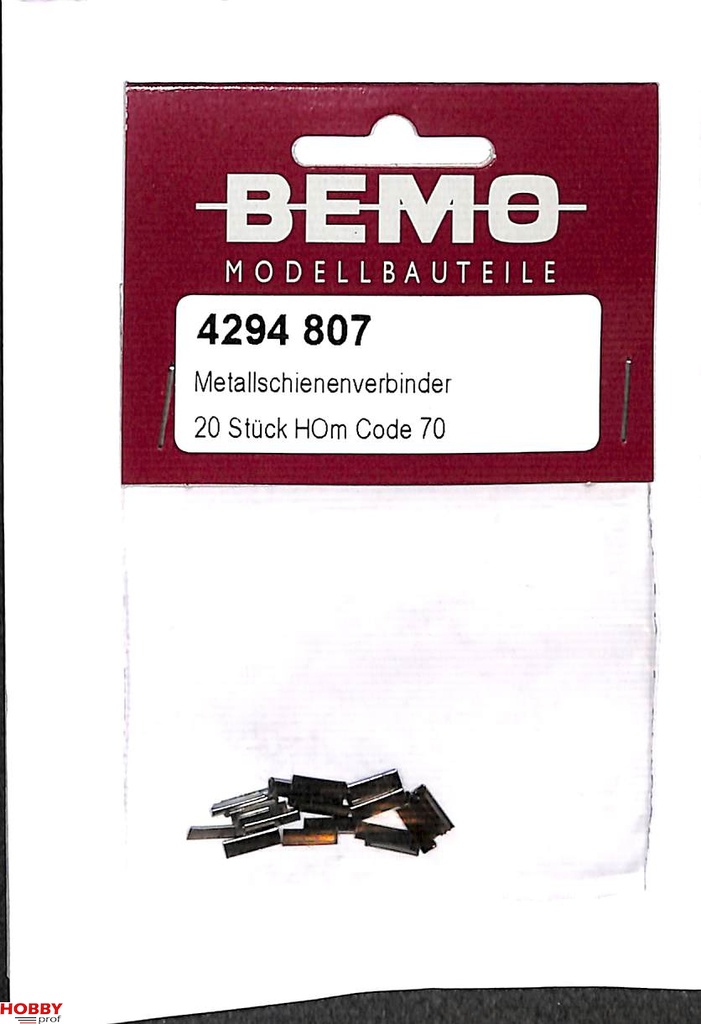 Bemo 4294 807 - Code 70 Connecteurs de rails métalliques (20 pièces) - H0m   