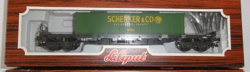 Liliput 202 15 - Wagon porte-containers à ranchers "Schenker & CO" - ÖBB - HO   