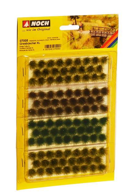 Noch 7005 - Touffes d'herbes XL  (104 pièces) - 9mm haut - 4 couleurs - HO 