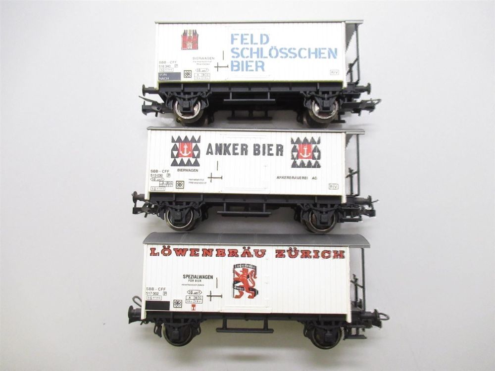 Liliput L240004 - Set 3 Wagons Marchandises "Publicités de Bières" - SBB - HO