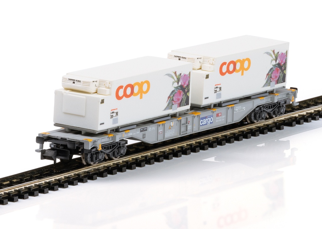 Minitrix 15494- Wagon porte conteneurs denrées alimentaires "Coop" - Cargo - SBB-CFF - N