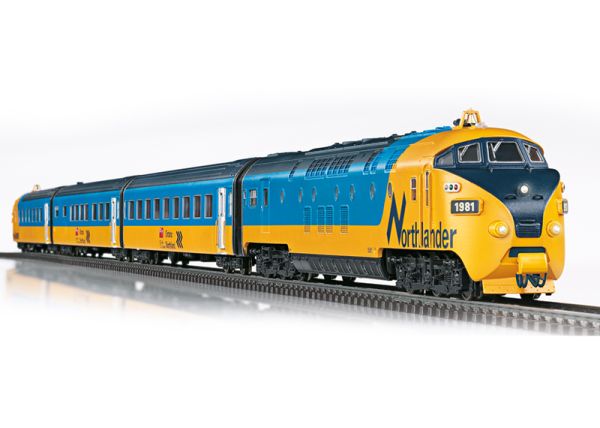 Märklin 39705 - Rame automotrice diesel « Northlander » (ONR) Canada - (1 voiture motrice, 1 voiture à compartiments, 1 voiture-restaurant, 1 voiture à couloir central avec compartiment de commande) Numéro de train automoteur diesel 1981