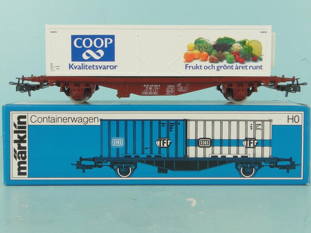 Märklin 4673 - Wagon porte-conteneurs "Coop" - SJ - HO