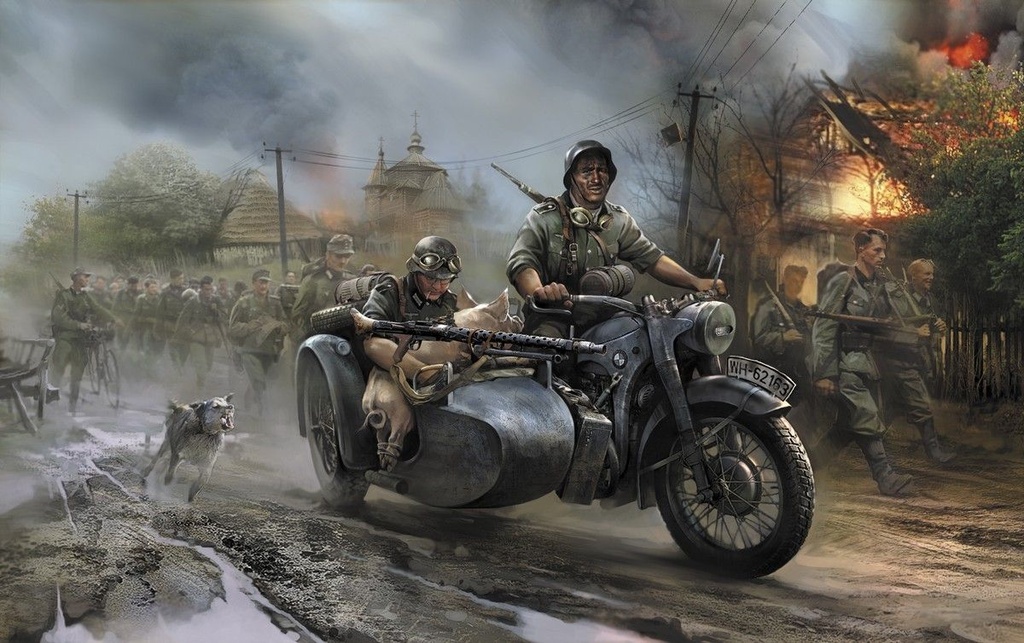 Zvezda 3607 - Sidecar allemand R12 de la Seconde Guerre mondiale avec équipage - 158 pièces - 6.5 cm longueur - 1/35