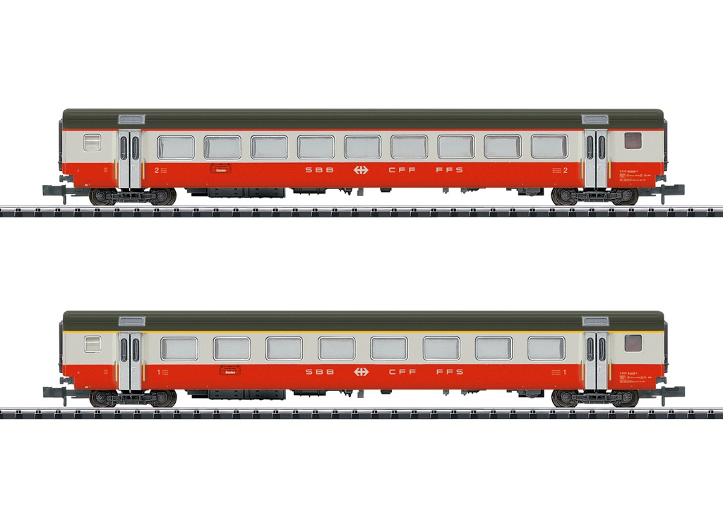 Minitrix 18721 - Set de 2 voitures voyageurs "Swiss Express" - 1ère et 2ème classe - SBB-CFF-FFS - N 