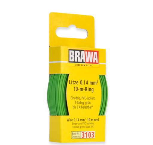 [BRA-3103] Brawa 3103 - Fils vert 0.14 mm2 - rouleau de 10 mètres