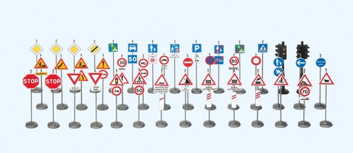 [PRE-18206] Preiser 18206 - Assortiment de signaux de la circulation (F) - 1:87 - HO