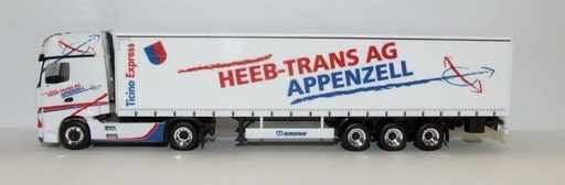 [HER-917292] Herpa 917292 - Mercedes-Benz Actros Gigaspace semi-remorque à bâche à rideaux "Heeb" (Modèle spécial suisse) - 1/87