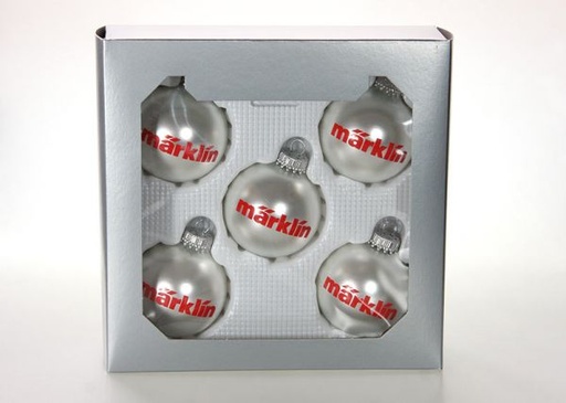 [MAR-12448] Märklin 12448 - Boules de Noël Argentées "Märklin" (5 pièces)