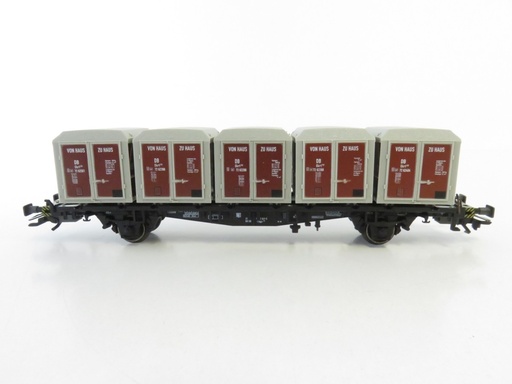 [MAR-4767 Nouveau] Märklin 4767 - Wagon porte-conteneurs "maison à maison" avec attelage court - DB - HO 