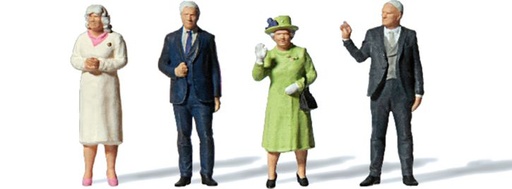 [PRE-13407] Preiser 13407 - Set commémoratif Reine Elisabeth II (4 personnages) - HO 