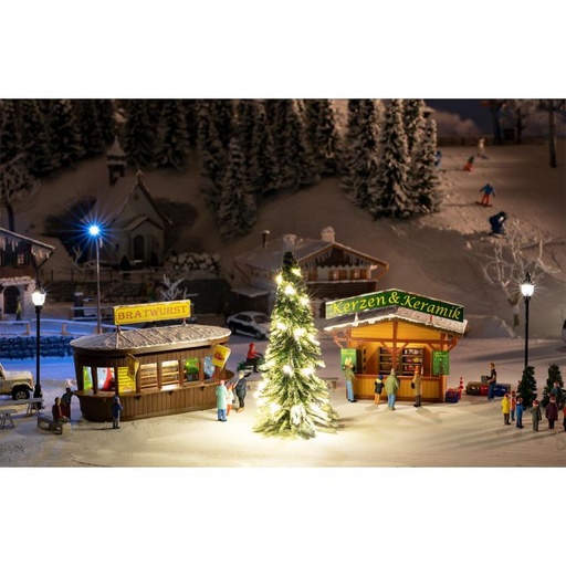 [FAL-134002] Faller 134002 - 2 Stands de Marché de Noël avec sapin illuminé - HO 